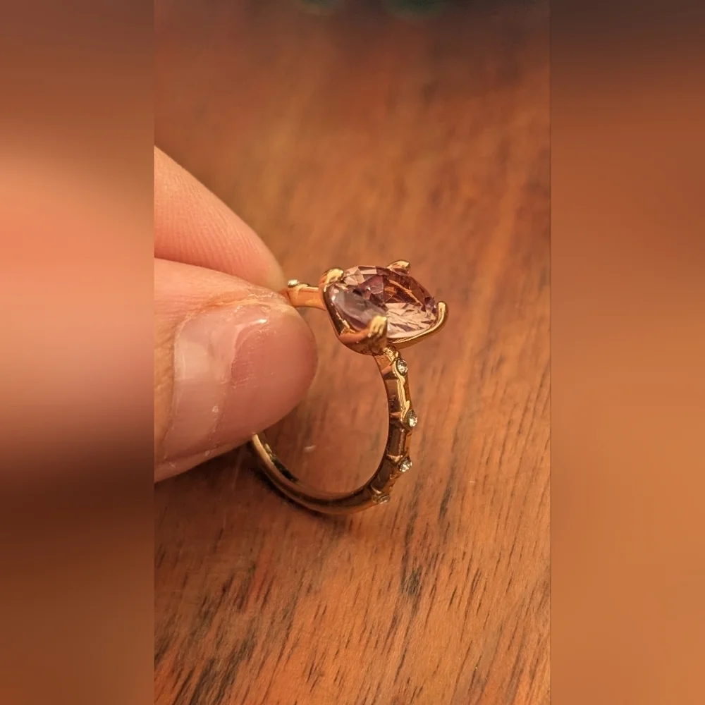 Fashion Jewelry Faux Diamond Brown and Gold Ring Size 7